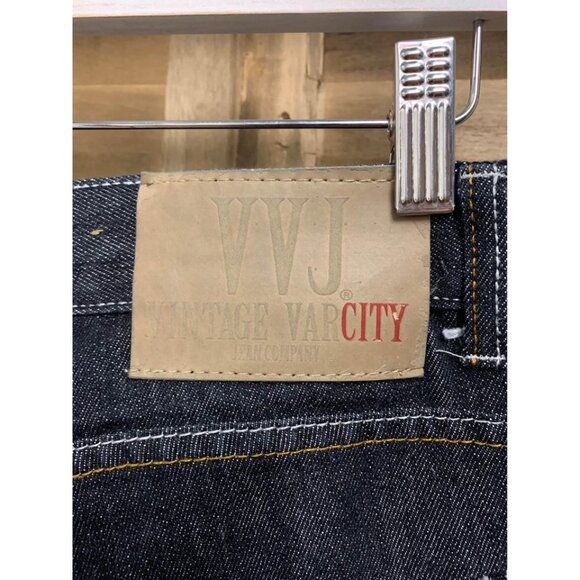 Vintage VarCity Embroidered Denim Blue Jeans Mens Size 38 - Picture 3 of 5